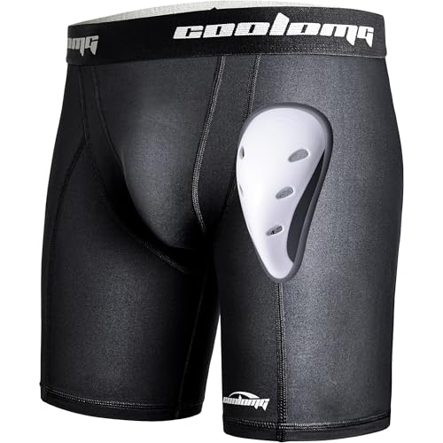 COOLOMG Men Sliding Shorts with Protective Cup